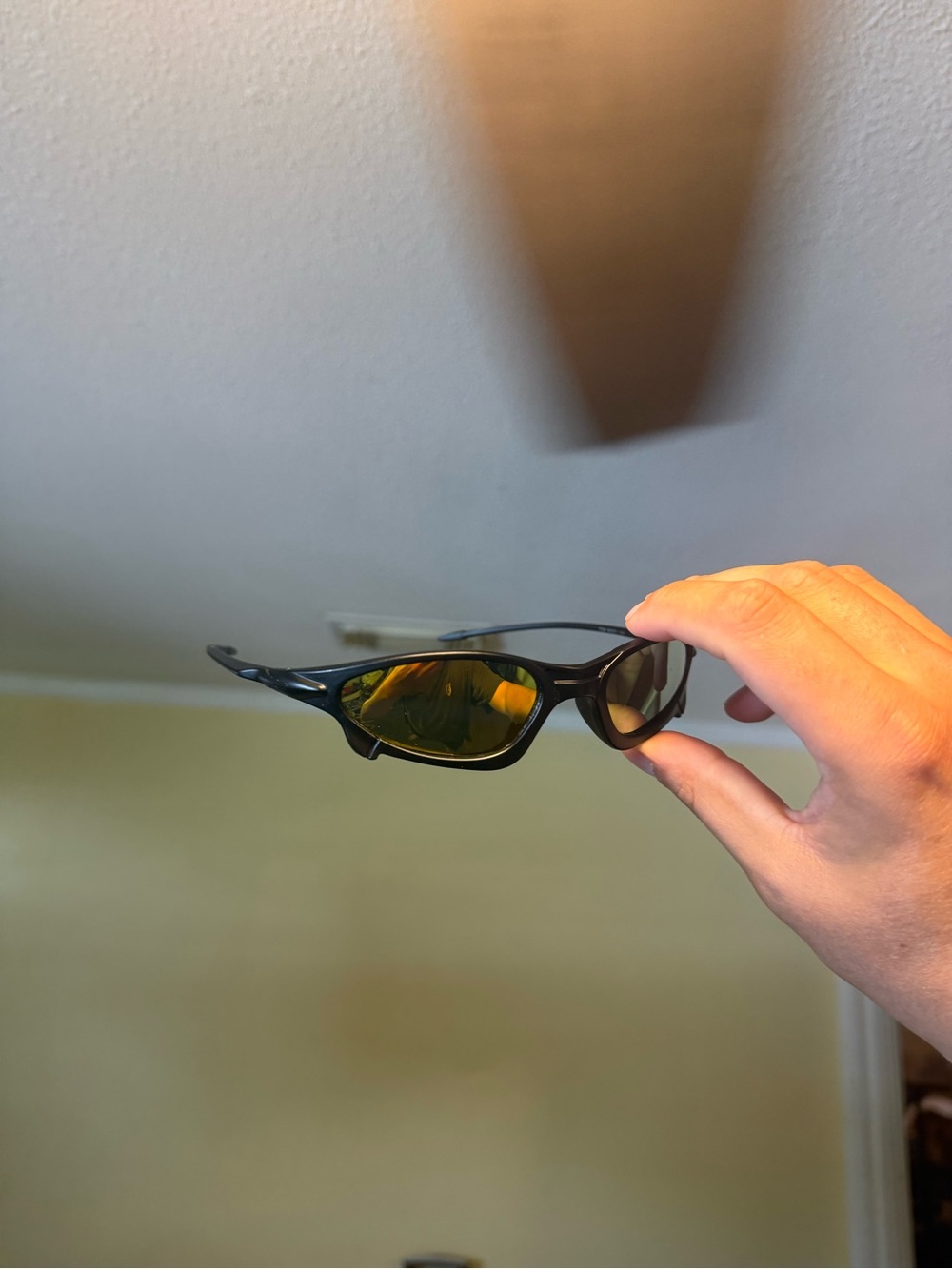 Black Sport Sunglasses with Amber Mirrored Lenses